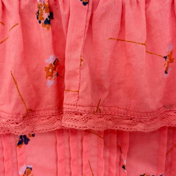 Sundance Floral Beatrice Ruffled Lace Boho Top Coral/Pink Size Medium ￼ - Picture 5 of 7